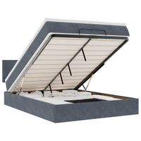 Rama łóżka otomana z materacem, szara, 140x200 cm, aksamit