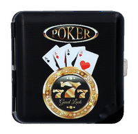 Papierośnica Metalowa w Stylu Pokerowym Kasyno z Nadrukiem Kart 777