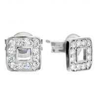 SREBRNE KWADRATOWE KOLCZYKI Z CYRKONIAMI NA SZTYFT SREBRO PRÓBY 925