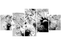 70CM 150CM OBRAZ 5 ELEM BIAŁE DMUCHAWCE SZARYM TLE ŚCIENNY