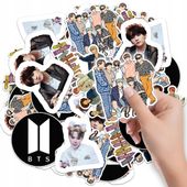 NAKLEJKI ETYKIETY NA ZESZYT NALEPKA Z POSTACIAMI KPOP BTS WZORY 6 SZT