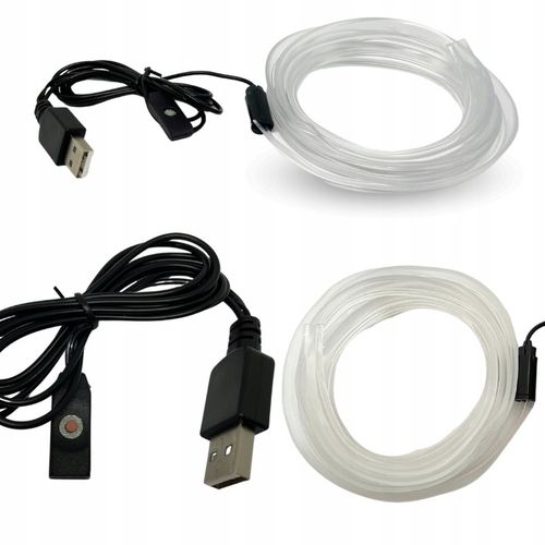 ŚWIATŁOWÓD EL WIRE LED RGB USB OŚWIETLENIE WNĘTRZA AUTA KABINY SAMOCHODU 4m na Arena.pl