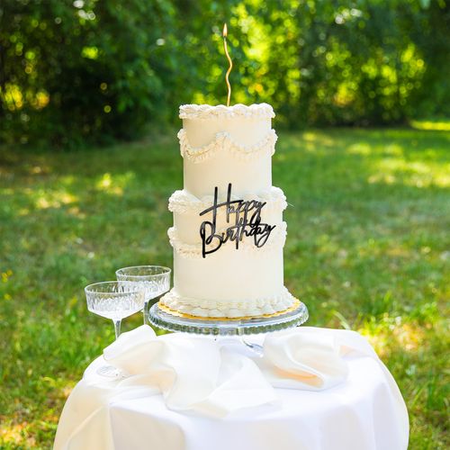 Topper na bok tortu akrylowy Happy Birthday, czarny na Arena.pl