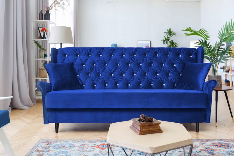 Sofa USZAK zielona 3osobowa rozkładana WELUROWA wersalka GAJA Family Meble zdjęcie 10