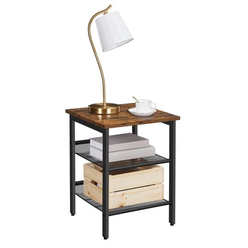 Stolik szafka nocna 40x40 cm zestaw rustykalny brąz loft stal czarna na Arena.pl