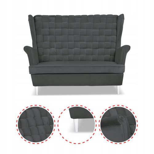 Zestaw wypoczynkowy Carol sofa fotele paski grafitowy na Arena.pl