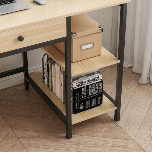 Biurko komputerowe klasyczne jasne z szufladami styl skandynawski 120cm na Arena.pl