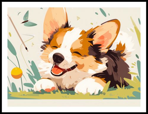Plakat 80x60cm Beztroski Corgi na Arena.pl