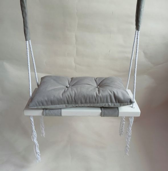 Huśtawka BIAŁA Siedzisko poduszka BEŻ dom ogród zdjęcie 9