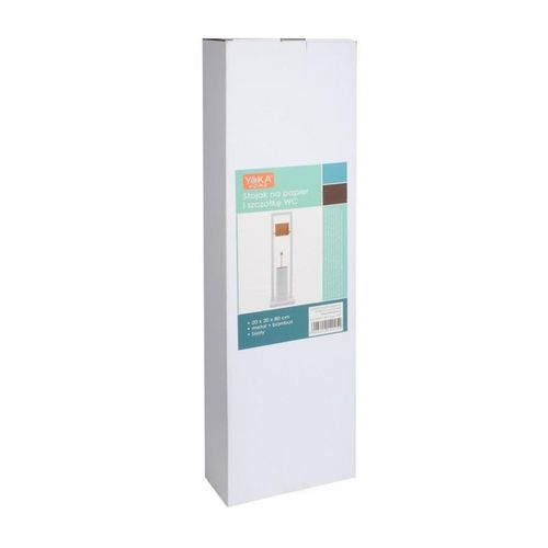 Stojak na papier toaletowy i szczotka DO ŁAZIENKI do WC biała bambus 2w1 na Arena.pl