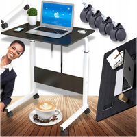 STOLIK POD LAPTOPA MOBILNE BIURKO NA KÓŁKA REGULOWANA WYSOKOŚĆ STÓŁ CIEMNY
