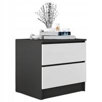 Stolik Nocny Szafka Nocna MDF 45 x 48x 40 CM Zoe Czarna Biały Mat