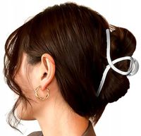 srebrna Spinka klamra do włosów duża metalowa  N124_Srebrna