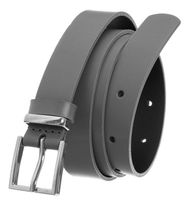 Wąski pasek ze skóry naturalnej z kwadratową sprzączką w srebrnym kolorze 105cm szary