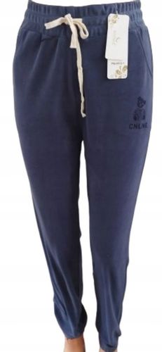 SPODNIE WELUROWE miękkie z wzorem MISIA bawełna NIEBIESKIE S/M loosoo na Arena.pl