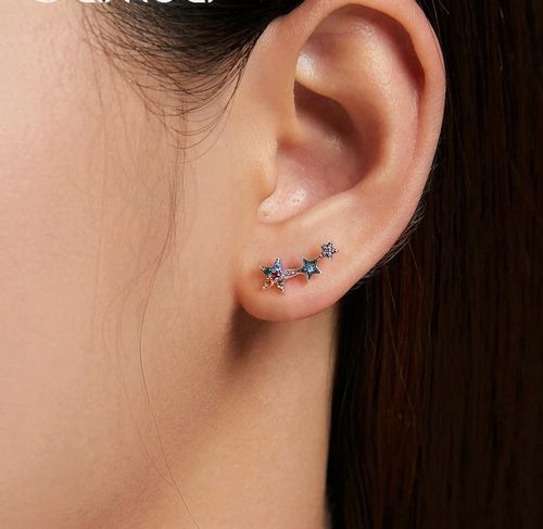 Srebrne kolczyki rodowane gwiazdki wkrętki sztyfty srebro próba 925 na Arena.pl