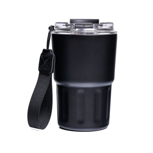 czarny kubek termiczny ze stali nierdzewnej z podwójnymi ś na Arena.pl