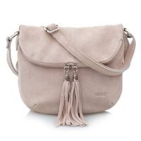 VERA PELLE torebka zamszowa listonoszka z frędzelkami V305 j.różowa