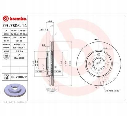 TARCZA HAM PRZOD 258X22 V BREMBO na Arena.pl