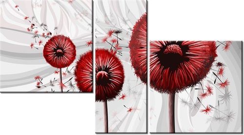 90CM 50CM 3 ELEM. OBRAZ CZERWONE DMUCHAWCE 3 ŚCIENNY DRUK PŁÓTNO RAMA na Arena.pl