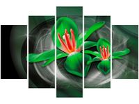 100CM 150CM OBRAZ 5 ELEM ZIELONE KOSMICZNE KWIATY JAKUB BANAŚ ŚCIENNY