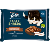 Felix Tasty Shreds Mokra Karma Dla Kota Z Kaczką I Indykiem W Sosie 4x80g