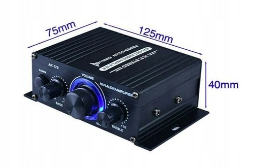 Mini Wzmacniacz Mocy HiFi AK170 2x200W | STEREO | Aluminium | Audio na Arena.pl