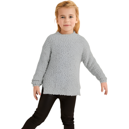 Sweter dziewczęcy polarowy ciepły szary tunika na zimę 120 5-6 lat na Arena.pl