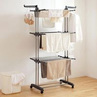 Suszarka Na Pranie Na Kółkach 3-Poziomowa Składana