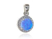 RODOWANY OWALNY SREBRNY WISIOREK OPAL CYRKONIE