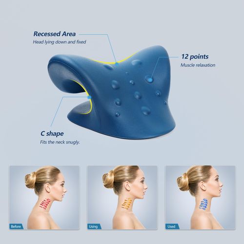 Poduszka Chiropraktyczna Trakcyjna do Szyi Ciemnoniebieska Pianka Ulga na Arena.pl