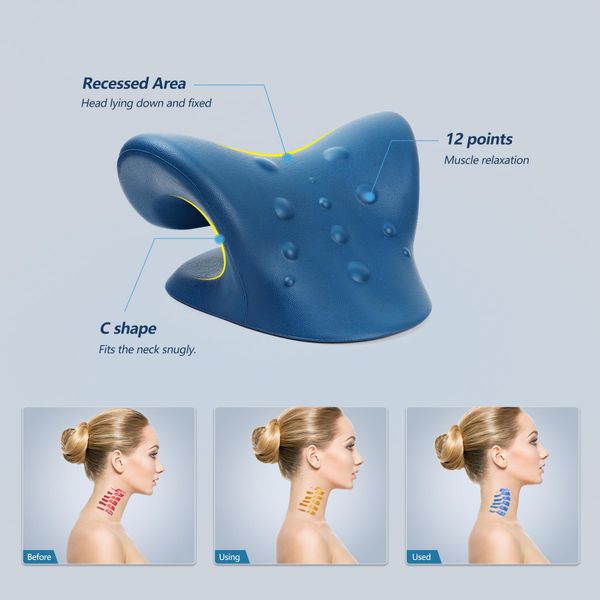 Poduszka Chiropraktyczna Trakcyjna do Szyi Ciemnoniebieska Pianka Ulga zdjęcie 2