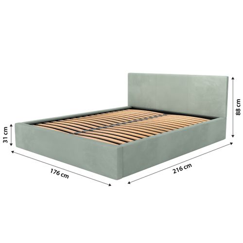 ŁÓŻKO TAPICEROWANE DO SYPIALNI 160x200 ŁÓŻKO PODWÓJNE Z POJEMNIKIEM MIĘTOWE na Arena.pl