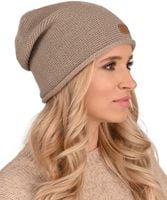 Jesienna damska Czapka dziana zimowa Polska podpinana z tyłu LATTE J4