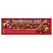 Nussbeisser Gold Czekolada z całymi orzechami laskowymi i rodzynkami 220 g