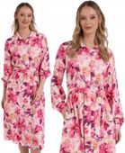 Sukienka Damska Szmizjerka Midi Wiskozowa Wzorzysta Lato Różowa MORAJ XXL