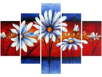 70 100CM OBRAZ 5 ELEM POLNE KWIATY DRUK PŁÓTNO
