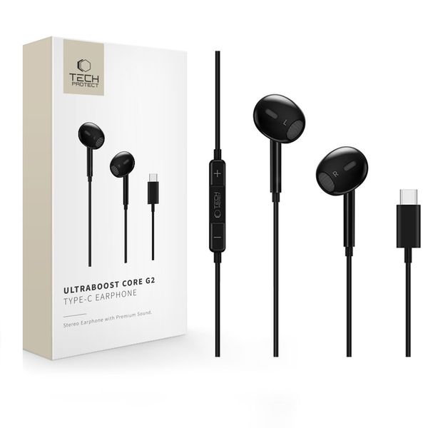 TECH-PROTECT ULTRABOOST TYPE-C EARPHONE CORE G2 BLACK zdjęcie 1