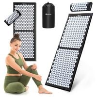 Mata do akupresury HyperMotion z poduszką i pokrowcem 130 cm czarno-biała