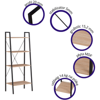 ALTE R2 REGAŁ CZARNY / DĄB SONOMA PÓŁKI NA KSIĄŻKI