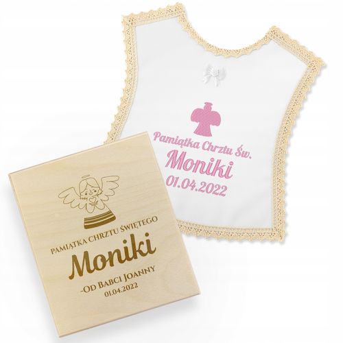 SZATKA DO CHRZTU Z HAFTEM IMIĘ DATA i PUDEŁKO na Arena.pl