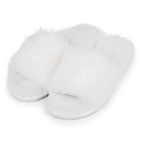 Kapcie Klapki Damskie z Futerkiem Puchate Wygodne Pantofle Domowe 36