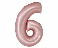 Balon foliowy cyfra "6" jasny różowy matowy, 76 cm