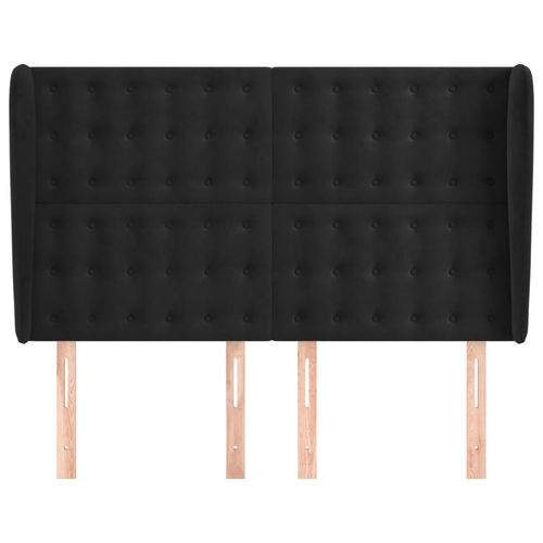 Zagłówek uszak, czarny, 147x23x118/128 cm, aksamit na Arena.pl