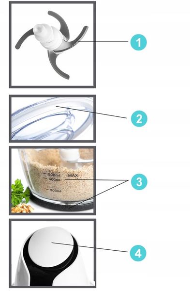 Rozdrabniacz do warzyw 1200ml 4 NOŻE FIRST AUSTRIA zdjęcie 2