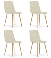 Krzesło KARA - jasny beż aksamit / nogi kolor drewna x 4