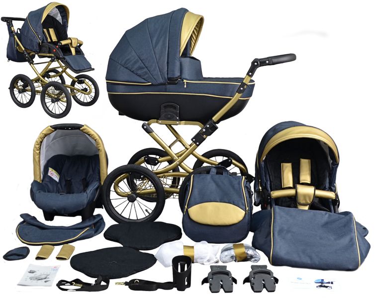 KLASYCZNY Wózek Dziecięcy Fabero Gold 3w1 Gondola Spacerówka Fotelik zdjęcie 3