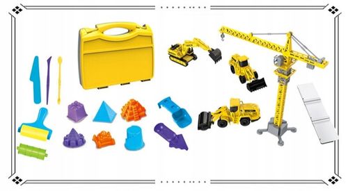 Zestaw Konstrukcyjny Dźwig Piasek Kinetyczny Pojazdy Budowlane dla Dzieci na Arena.pl