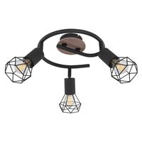 Przysufitowa lampa kierunkowa Xara 54802S-3H czarna drewno