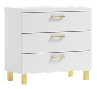 Komoda Nela 80 z 3 szufladami blat 32 biała/GOLD